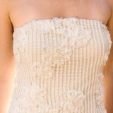 Strapless Embroidered Net Maxi Dress