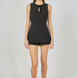 Bow Trimmed Sleeveless Romper