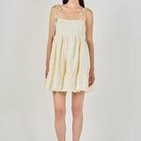 Floral Jacquard Babydoll Mini Dress