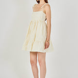 Floral Jacquard Babydoll Mini Dress
