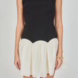 Combo Skirt Boat Neck Mini Dress