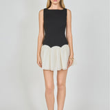 Combo Skirt Boat Neck Mini Dress