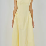 V-Neck Side Puff Maxi dress
