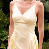 V-Neck Side Puff Maxi dress