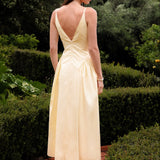 V-Neck Side Puff Maxi dress