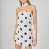 Polka Dot Choker Tie Mini Dress