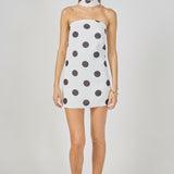 Polka Dot Choker Tie Mini Dress