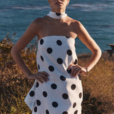 Polka Dot Choker Tie Mini Dress