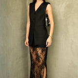 Lace Mix Media Sleeveless Maxi Dress