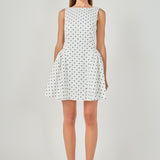 Polka Dot Puffy Sleeveless Mini Dress