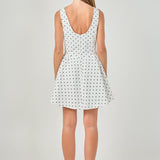 Polka Dot Puffy Sleeveless Mini Dress