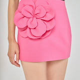 Flower Applique Low-Waisted Mini Skirt