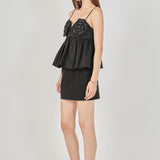 Floral Applique Babydoll Top