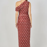 Off Shoulder Polka Dot Mesh Maxi Dress