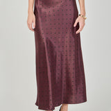 Satin Polka Dot Midi Skirt