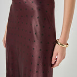 Satin Polka Dot Midi Skirt
