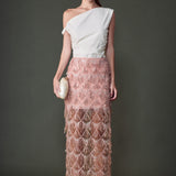 Beaded Fringe Sequin Maxi Skirt