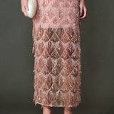 Beaded Fringe Sequin Maxi Skirt