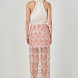 Beaded Fringe Sequin Maxi Skirt
