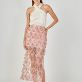 Beaded Fringe Sequin Maxi Skirt