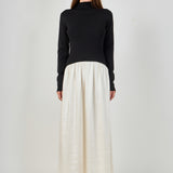 Satin Combo Knit Top Maxi Dress