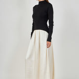 Satin Combo Knit Top Maxi Dress