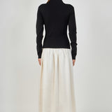 Satin Combo Knit Top Maxi Dress