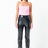 Shiny High-Waisted Faux Leather Pants