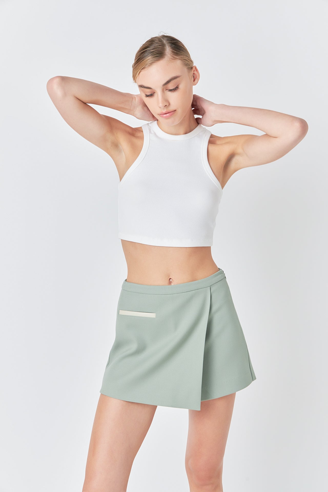 Asymmetrical Wrap Mini Skort