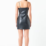 PU Button Down Mini Dress