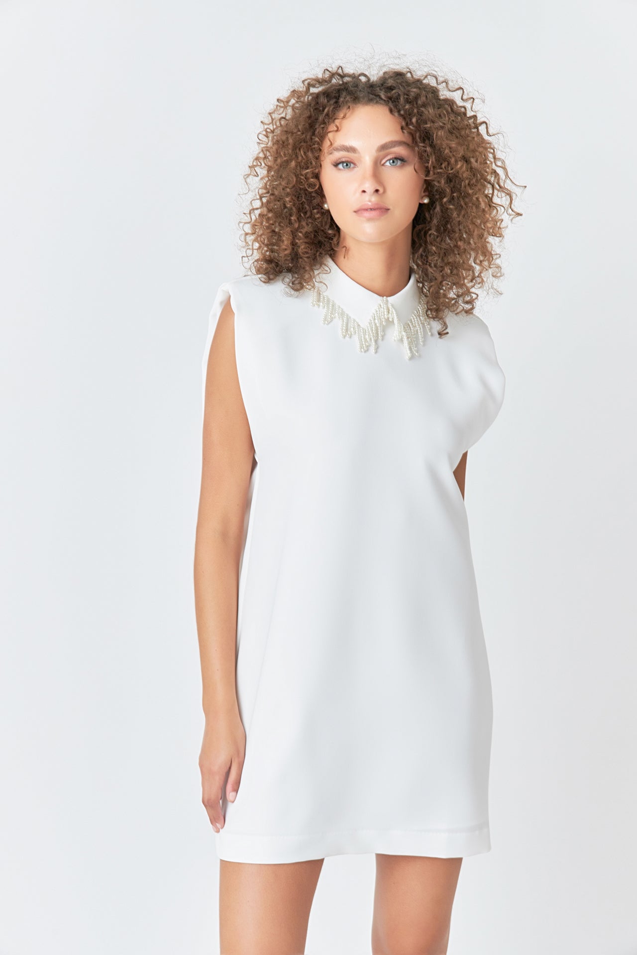 Pearl Collar Sleeveless Mini Dress – Endless Rose