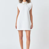 Pearl Collar Sleeveless Mini Dress