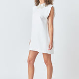 Pearl Collar Sleeveless Mini Dress