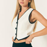 Cropped Vest With Binding Detail