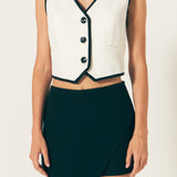 Cropped Vest With Binding Detail