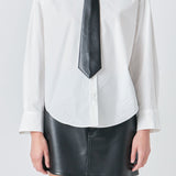 Shirt with Faux Leather Necktie