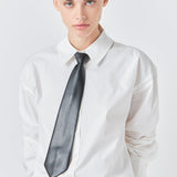 Shirt with Faux Leather Necktie