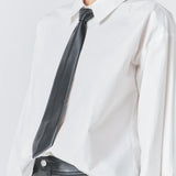 Shirt with Faux Leather Necktie