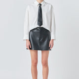 Shirt with Faux Leather Necktie
