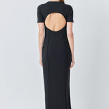 Overlock Piping Knit Maxi Dress