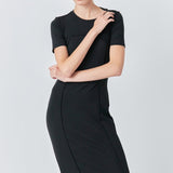 Overlock Piping Knit Maxi Dress