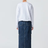 Denim Cargo Maxi Skirt