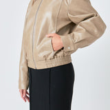 Faux Leather Cropped Jacket