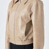 Faux Leather Cropped Jacket