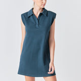 Power Shoulder Polo Mini Dress