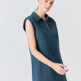 Power Shoulder Polo Mini Dress