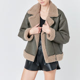 Faux Leather Jacket with Sherpa Lining