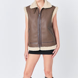 Sherpa Lined Faux Leather Vest