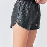 Faux Leather Diamond Stitch Shorts