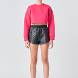 Faux Leather Diamond Stitch Shorts